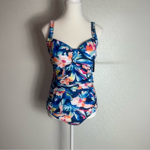 Tempt Me Women Ruched Slimming One Piece Swimsuits Tummy Control Size Large - Picture 5 of 15